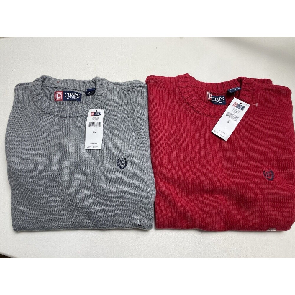 Chaps NWT knit Sweater Sz XL Lot Of 2 Gray And Red